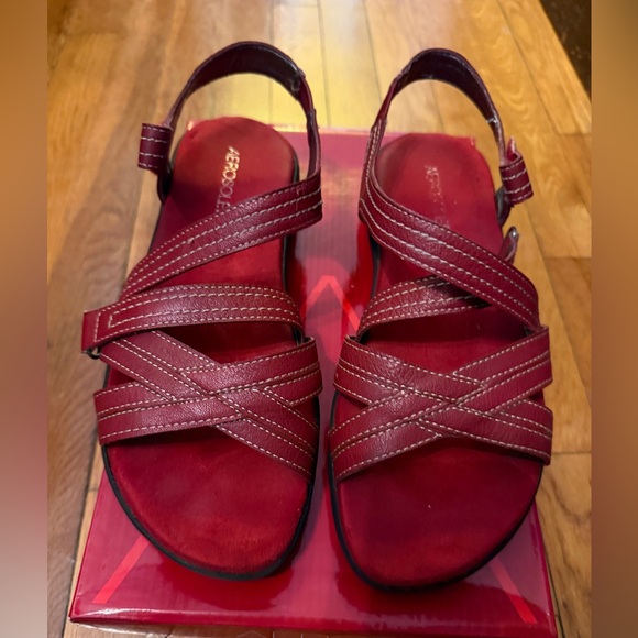 AEROSOLES Red Strappy Sandals - Picture 1 of 4